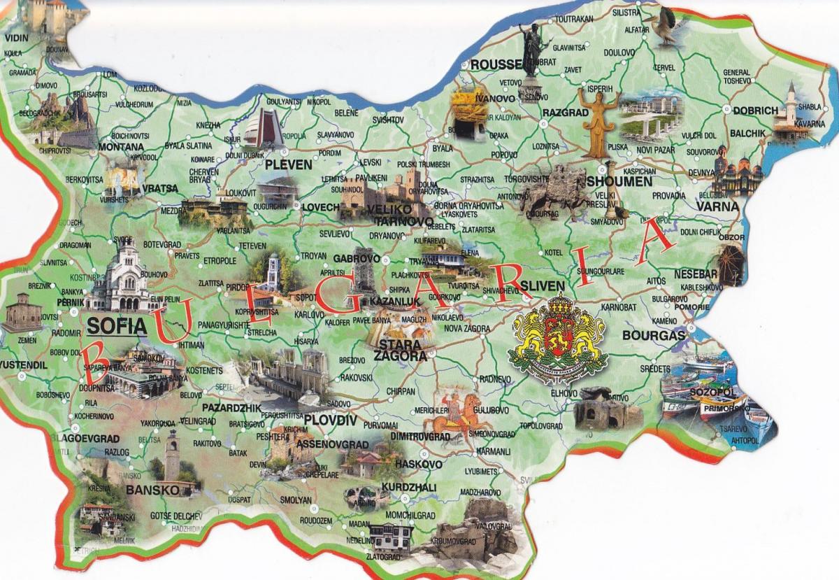 Mapa de atracciones turísticas de Bulgaria